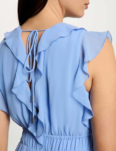 Long dress with V-neck lavender blue women