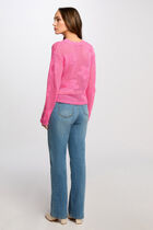 Jumper openwork and round neck pink women