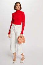 Long-sleeved jumper turtleneck red women