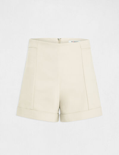 High-waisted straight city shorts beige ladies'