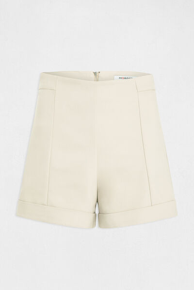 High-waisted straight city shorts beige ladies'