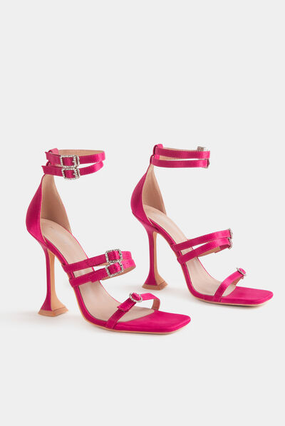 Sandals with heels and jewelled details pink ladies'