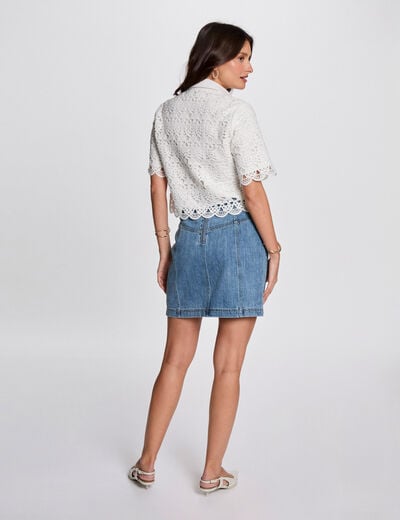 Mini denim skirt stone wash denim women