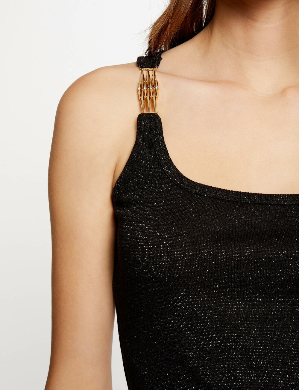 Vest top with thin straps black women