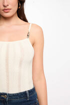 Knitted top thin straps ivory women