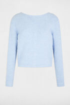 Gilet manches longues côtelé bleu ciel femme