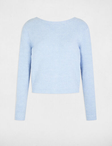 Gilet manches longues côtelé bleu ciel femme