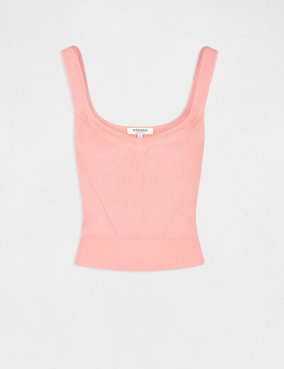 Jumper vest top with V-neck pale pink ladies'