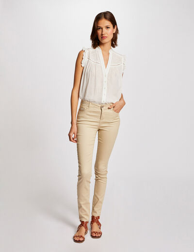 Slim trousers with wet effect sand women