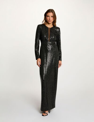 Long dress with long sleeves black women