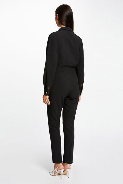 Fitted jumpsuit with long sleeves black ladies'