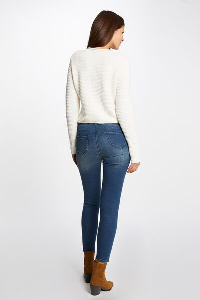 Slim jeans with jewelled details stone denim ladies'