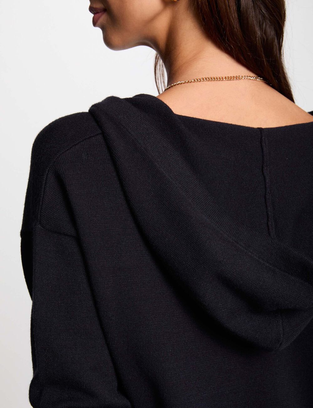 Jumper V-neck and hood navy blue women