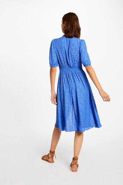 Straight dress with paisley print blue ladies'
