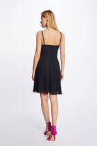 Skater dress with wrap-over neckline navy women
