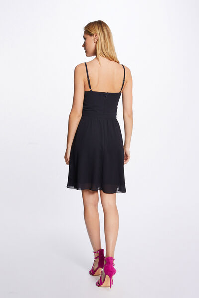 Skater dress with wrap-over neckline navy ladies'