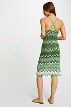 Robe tricot droite avec bijoux vert femme
