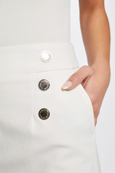 Straight skirt with buttons ecru ladies'