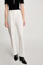 Wide leg trousers with darts ecru women