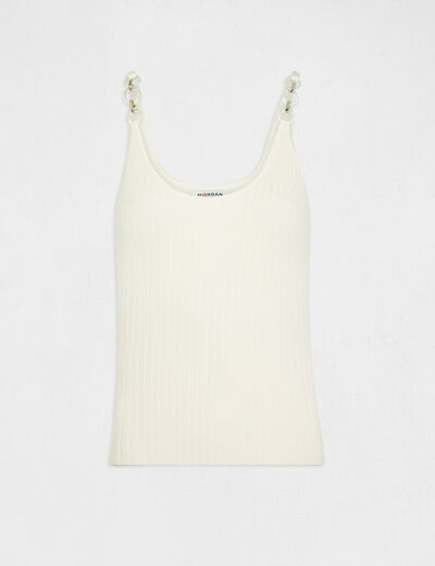 Jumper vest top with chain details medium ecru ladies'