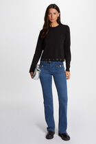 Bootcut jeans pockets buttons stone wash denim women