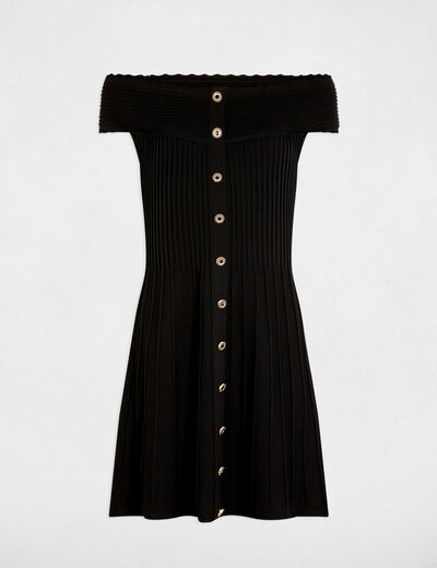 A-line mini knitted dress black women