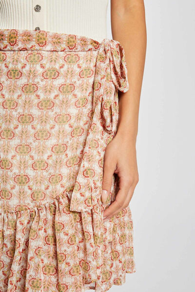 Wrap skirt abstract print multico ladies'