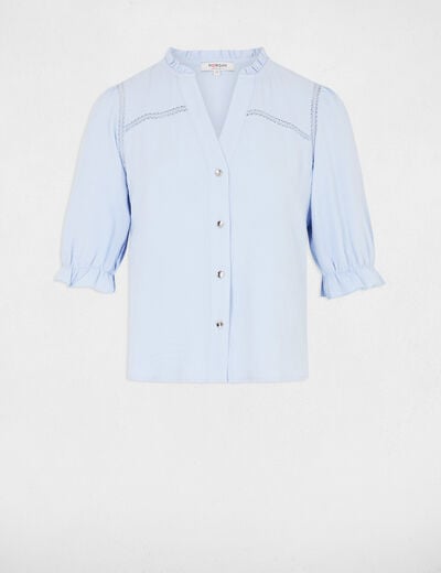 3/4-length sleeved blouse sky blue women