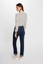 High-waisted straight jeans raw denim women