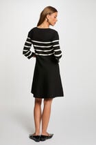 Robe tricot trapèze à rayures noir femme