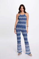 Printed knitted trousers electric blue women
