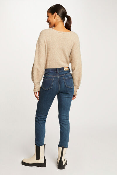 High-waisted slim jeans stone denim ladies'