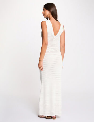 Long knitted openwork dress white women