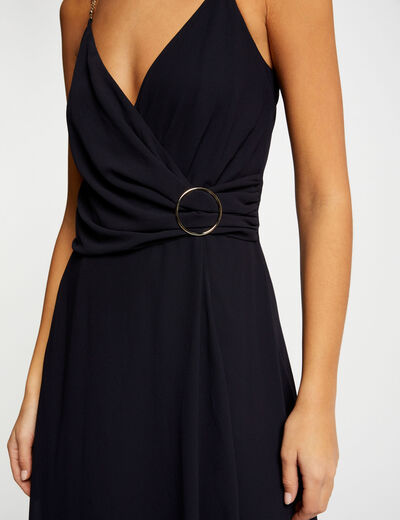 Midi dress with thin straps navy ladies'