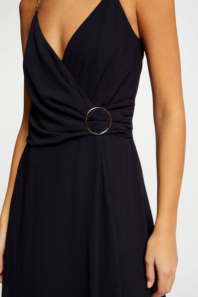 Midi dress with thin straps navy ladies'