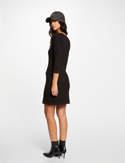 Fitted jumper dress 3/4-length sleeves black ladies'
