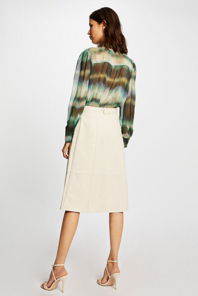 Straight belted skirt ivory ladies'