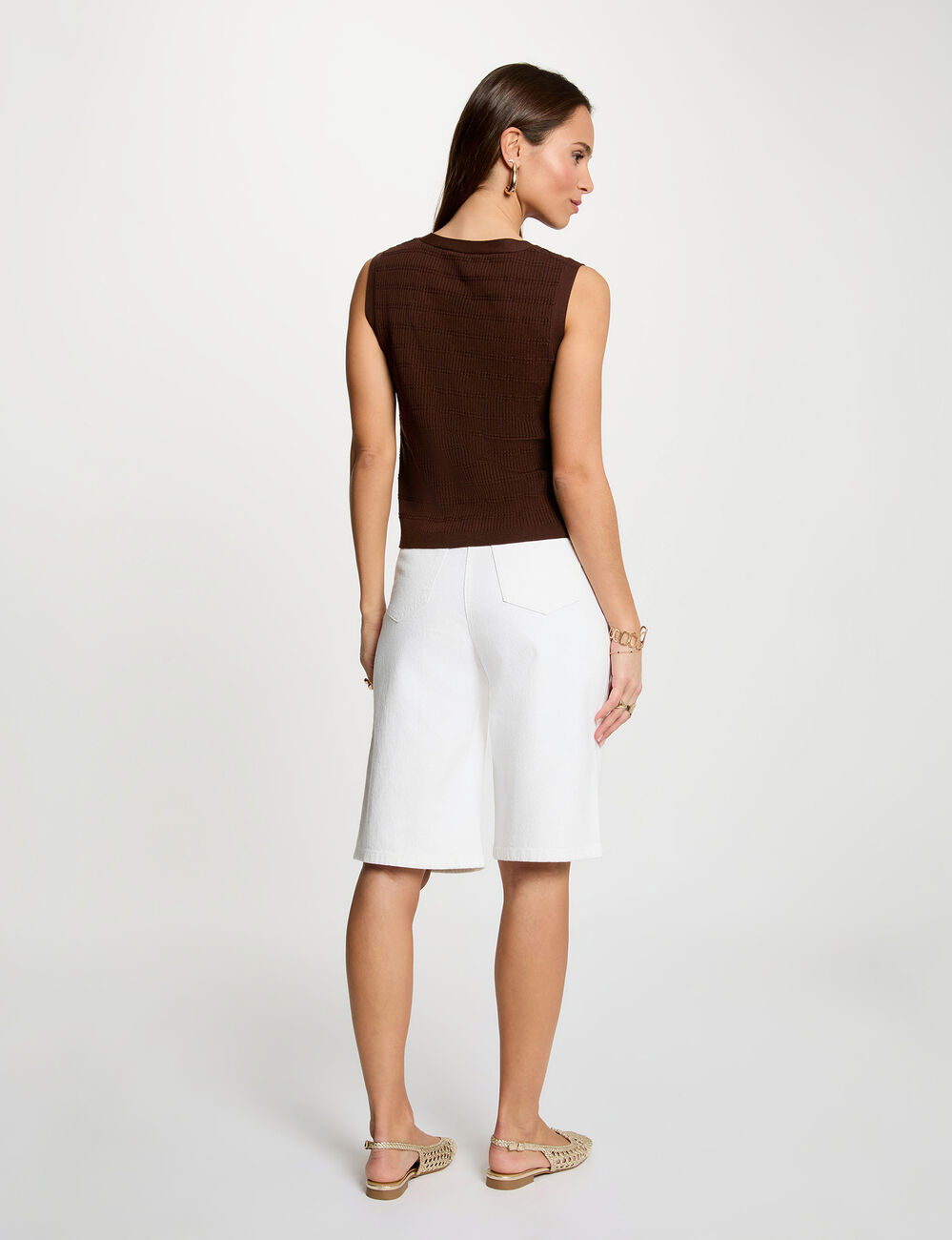 Fitted v-neck cardigan dark brown women