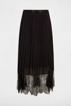 Maxi pleated A-line skirt black women