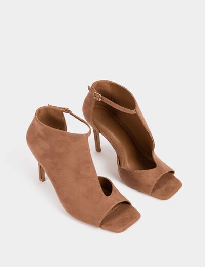 Half-open stiletto sandals brown women