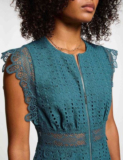 A-line mini lace dress petroleum blue women