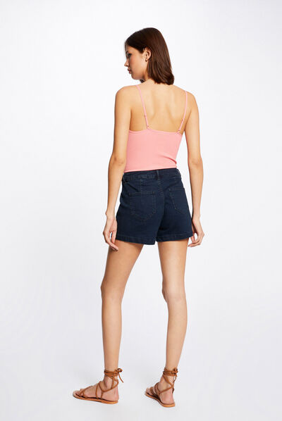 Vest top with thin straps and V-neck coral ladies'