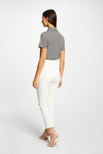 Buttoned t-shirt geometric print multico ladies'