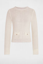 Jumper openwork and round neck ivory women