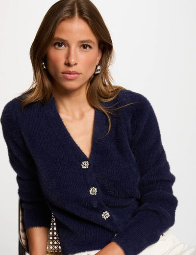 Long-sleeved cardigan navy blue women
