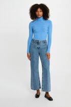 Fitted high neck sweater blue women