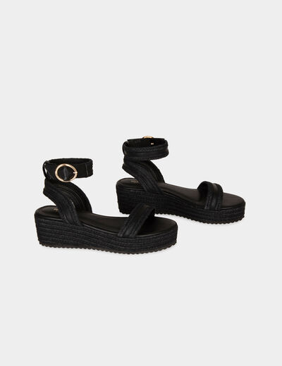 Sandals with wedge heels black ladies'