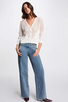 Openwork long-sleeved cardigan ivory women