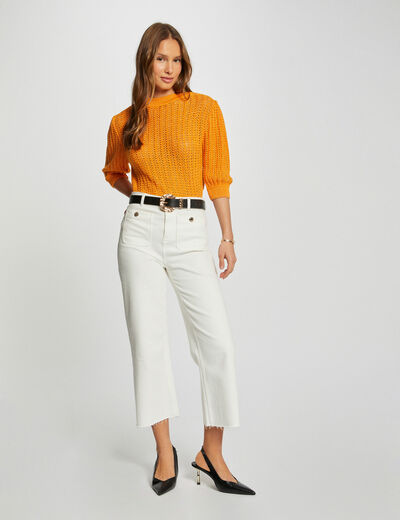 3/4-length sleeved jumper with open back orange ladies'