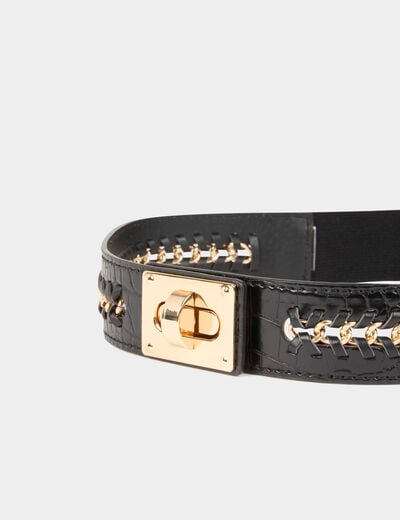 Wide elastic belt black women
